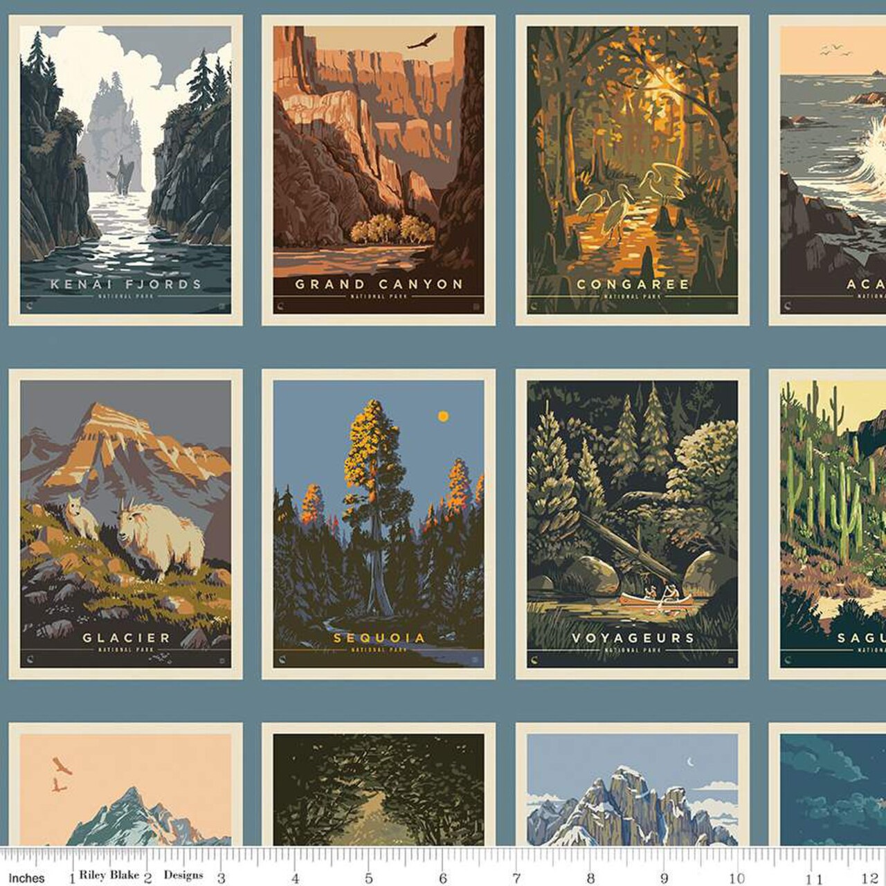 Postcards in Blue (2023) (cd13291-blue) | National Parks | Anderson Design Group | Riley Blake
